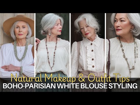 Natural Makeup Tips and Effortless Boho-Parisian White Blouse Styling for Women Over 60+