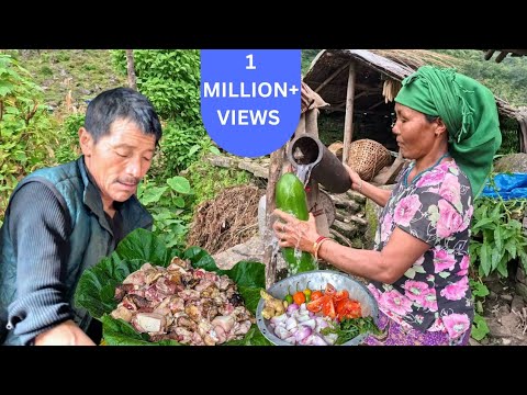 Traditional Village Life: Cooking Fresh Meat & Organic Vegetables in the Mountains.