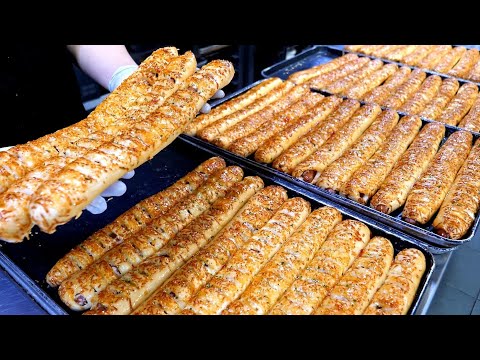1시간 완판! 모짜렐라 치즈 이불 덮은 쫀득한 칠리 치즈 핫도그│Mozzarella cheese chili hot dog making - Korean street food