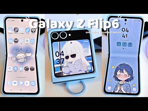 Samsung Galaxy Z Flip6 📱💙 🐋 | ✨️ Aesthetic unboxing 📦 & Customization ✨️ (ASMR)
