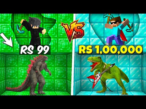 Rs1 vs Rs1,00,00,000 Dinosaur Mining Challenge in Minecraft with @ProBoiz95