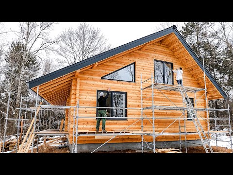 Man Builds Remote WOODEN HOUSE | Start to Finish by @woodjunkie_yt 