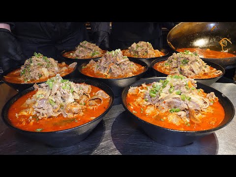 amazing spicy beef noodle - korean street food