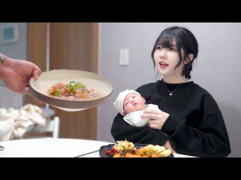 모유수유 많이 하고 싶은 일본인아내를 위한 우족탕 만들어주기..