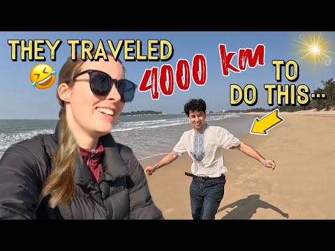 My Uyghur friends see the ocean for the first time!! 🏖 我的维吾尔族朋友第一次看海，他们的反应太可爱了！！