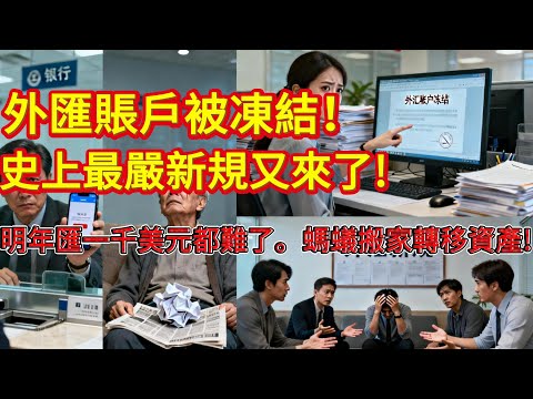 您的外匯賬戶被凍結，錢已經匯不進去了，史上最嚴新規又來了，明年匯一千美元都難了。螞蟻搬家轉移資產，這