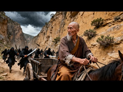 Kung fu movie! A monk riding in a carriage is actually a top master—striking back in an instant!