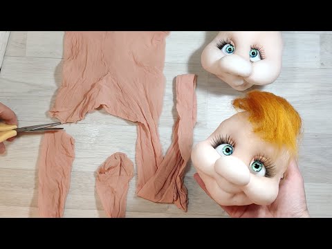 A doll face made from nylon tights! The tutorial is super easy! For beginners. DIY.