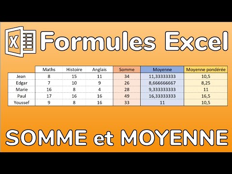 Formules Excel : Calculer une SOMME et une MOYENNE (simple ou pondérée avec coefficients)