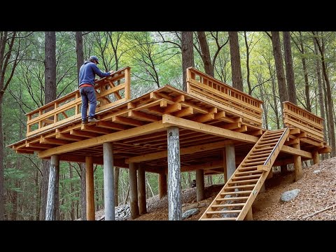 A man builds a warm house in the forest | Start to Finish