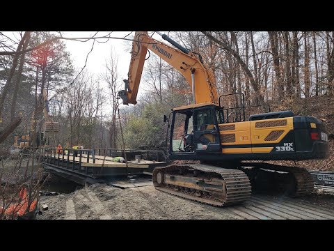 Helping Justin Set A Big Heavy Construction Bridge!