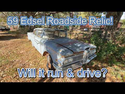 1959 Edsel roadside relic! Will it run and drive down the road? Backfire, fuel pump, spark, lights.