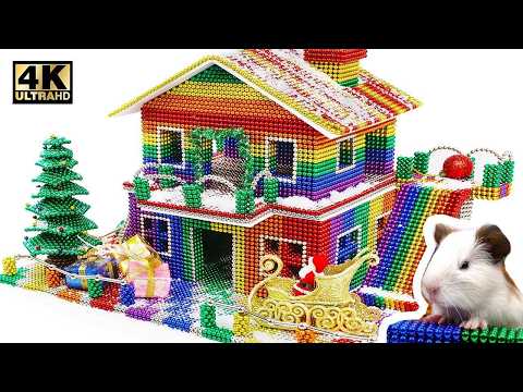 ASMR x 1.5 - Build Christmas House For Hamster From Magnetic Balls (Satisfying)