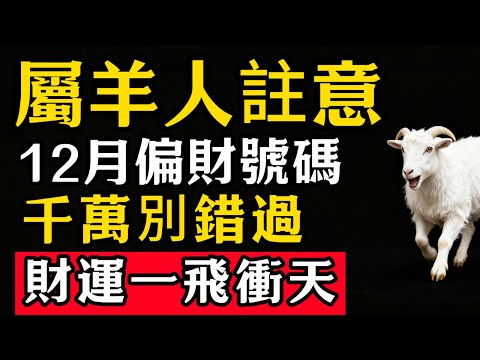 屬羊人註意！12月偏財號碼千萬別錯過，快記下這幾個號碼！財運一飛衝天！#張天師道法#屬相運勢#生肖#家運#生肖運勢的那些事#先知#風水變化#提升運勢