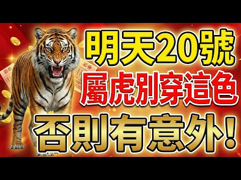 生肖虎，明天12月20號，農曆十一月初一是「朱雀黑道日」，你絕不要穿這個顏色！否則會有意外和危險發生！#屬虎 #生肖虎運勢 #生肖虎 #屬虎運勢 #穿衣禁忌 #禁忌顏色 #幸運顏色 #改運 #開運