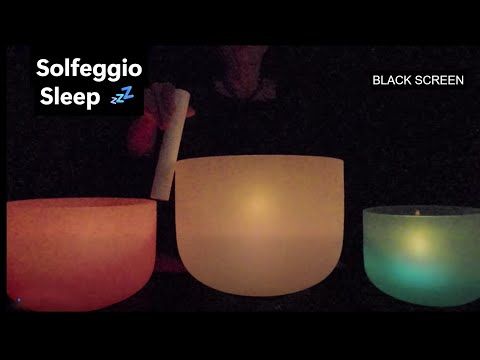 SLEEP with Solfeggio Crystal Singing Bowls | BLACK SCREEN