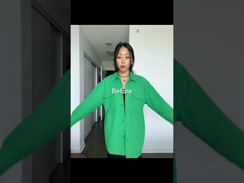Try this if you feel frumpy in an oversized shirt #styletips #stylesolutions #oversizedshirt