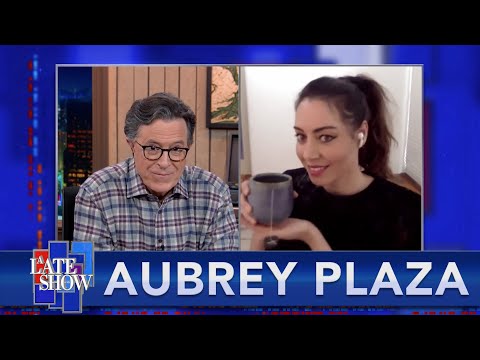 "Tea At The Plaza" With Aubrey Plaza And Stephen Colbert