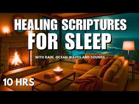 Healing Scriptures with Ocean Waves & Gentle Rain | Rest Peacefully in God’s Word All Night (10 HRS)