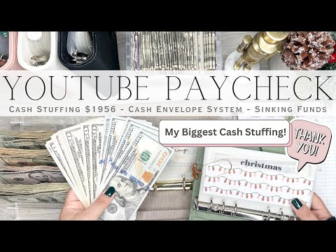 Cash Stuffing My Youtube Paycheck $1956 | My Biggest Cash Stuffing! | Cash Envelope System