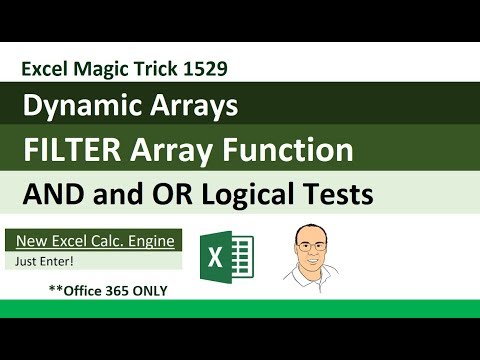 Excel Dynamic Arrays: FILTER Array Function AND & OR Logical Tests (Excel Magic Trick 1529)