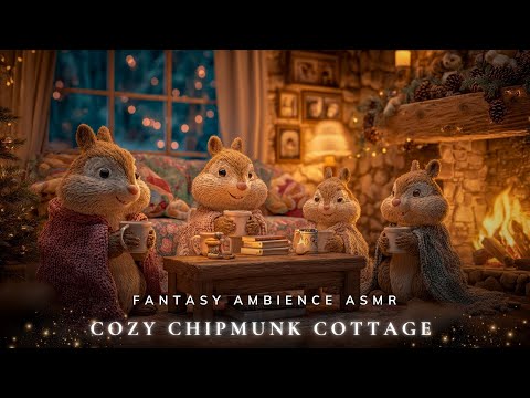 Cozy Chipmunk Cottage ✨ Fireplace Sounds, Nature Night Ambience & ASMR Sleep for Deep Rest