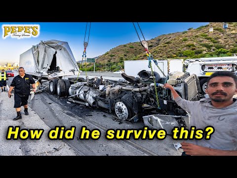 Driver survives HORRIFIC semi wreck!