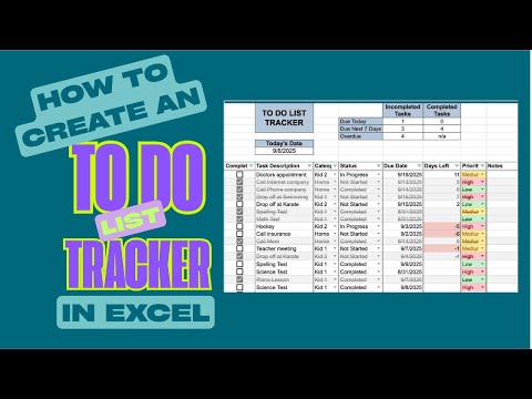 How to Create a To Do List Tracker Tutorial in Excel
