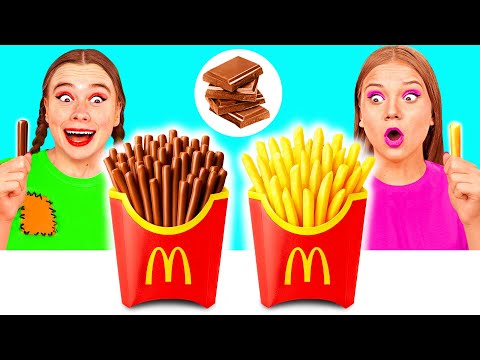 Skutočné Jedlo vs Čokoládová Výzva | Vtipné Situácie