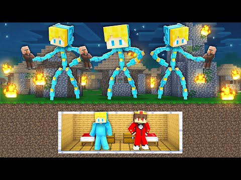 Wie Semlaki und Ukri einen Bunker gegen Zombie Titanen bauen in Minecraft!