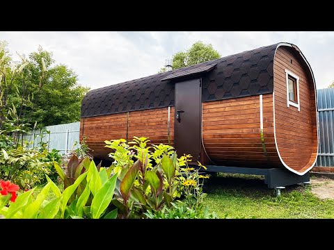 Просторная баня бочка для гигантов. Квадро баня Эксклюзив-СВ XL с потолками 2,40 метра от Bochky ru