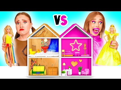 素晴らしいドールハウスを作りますバービー用 | リッチ対貧乏チャレンジ BaRaDa Challenge