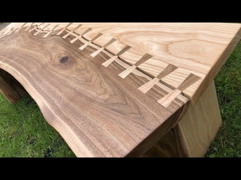 How to make a Live Edge modern bench. Dovetail joints.
