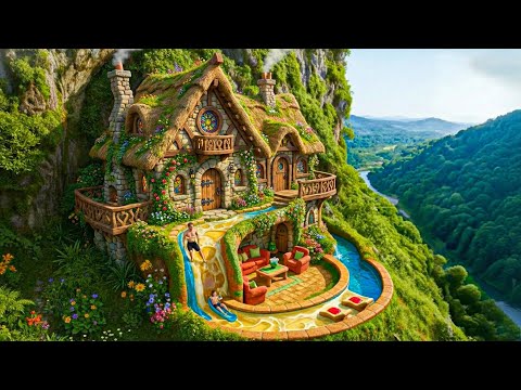 250 Days to Build a Tiny House by the Mountain as a Resort Using Only Primitive Tools