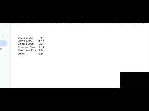 Creation of Metra Union Pacific South Line Weekend Schedule
