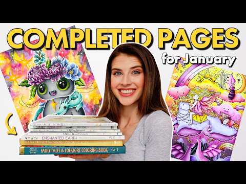 My COMPLETED COLORING PAGES for JANUARY (& my VALENTINE'S coloring plans)
