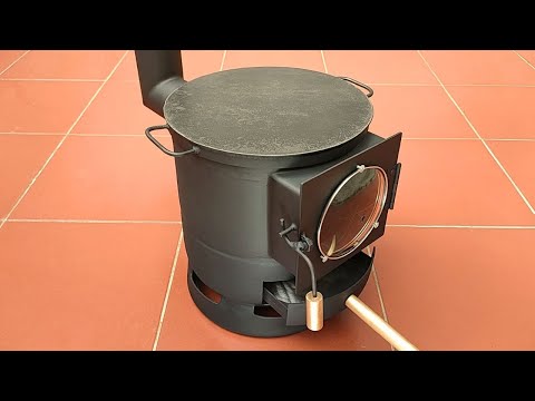 Modern wood stove made from old gas cylinder