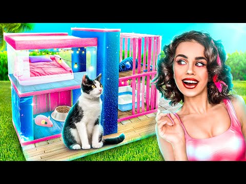 Строим домик мечты для котенка! Мы спасли бездомного котенка!