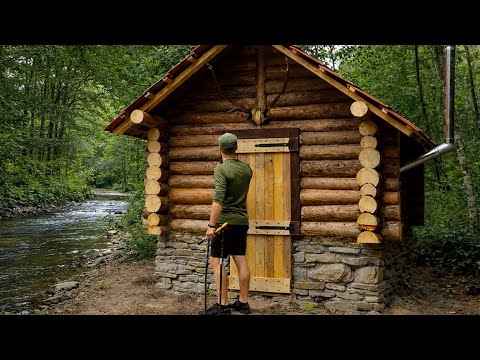 Building a Traditional Log Cabin Deep in the Woods
