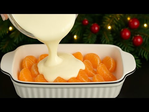 Dessert in 5 Minuten! Ohne Mehl, ohne Backofen, ohne Eier! Mandarinen und Sauerrahm.