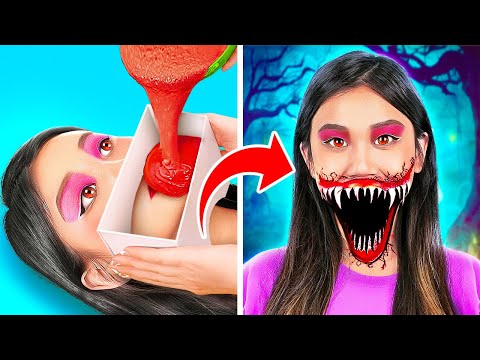 MAKEOVER HALLOWEEN GILA-GILAAN 🎭 || Riasan Efek Khusus & Trik Kostum DIY!