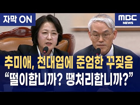 [자막] 추미애, 천대엽 법원행정처장에 "예규로 내란 재판 덮나"… 사법부에 헌정질서 정면 추궁