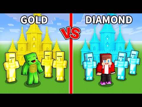 Mikey Gold vs JJ Diamond Build a Kingdom Challenge - Minecraft Maizen