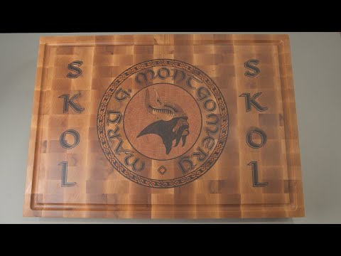 End Grain Cutting Board with Multiple Inlays. Skol Vikings!