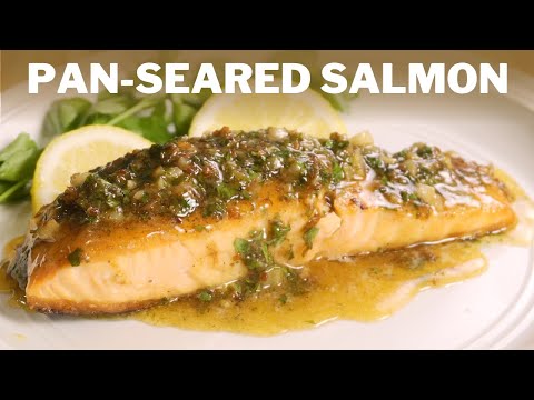 PAN-SEARED SALMON with Lemon Garlic Butter Sauce » Crispy, Juicy & Easy