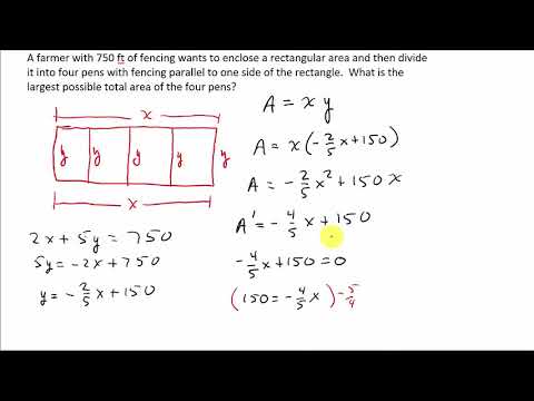 Optimization: Find Largest Area of a Rectangle Divided into Four Pens
