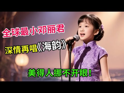 全球最小邓丽君,一袭紫色蕾丝旗袍风情万种,深情演唱《海韵》,美得人挪不开眼！