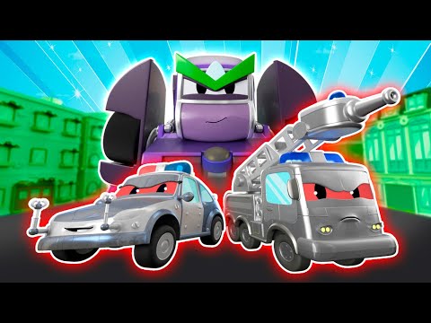 RESCUE TEAM VS EVIL ROBOT TWINS: Who will win?  - Super Robot fights Evil robot villain