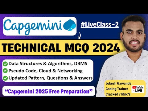Capgemini Technical MCQ Questions & Answers 2024 | Capgemini Technical Assessment | Live Class-2