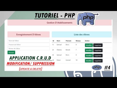 Tutoriel PHP : Modification et suppression (APPLICATION CRUD)